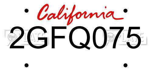 2GFQ075 California License Plate
