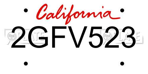 2GFV523 California License Plate