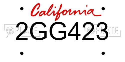 2GG423 California License Plate