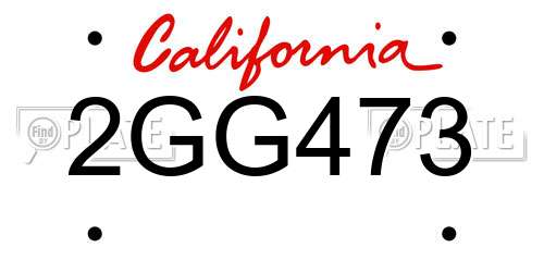 2GG473 California License Plate