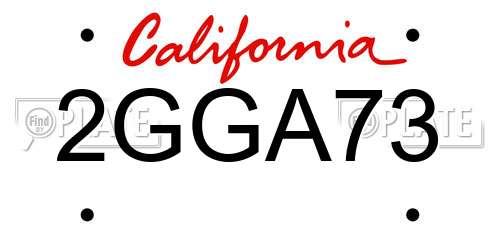 2GGA73 California License Plate