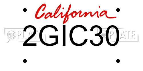 2GIC30 California License Plate