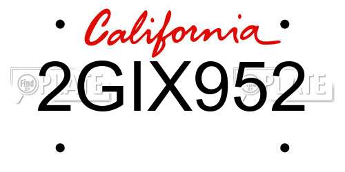 2GIX952 California License Plate