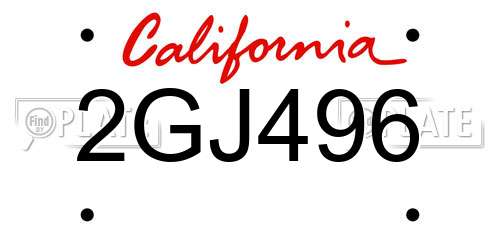 2GJ496 California License Plate