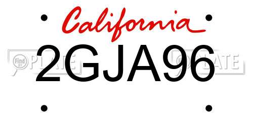 2GJA96 California License Plate