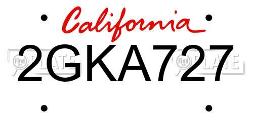 2GKA727 California License Plate