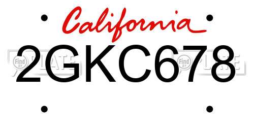2GKC678 California License Plate