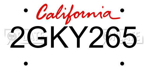 2GKY265 California License Plate