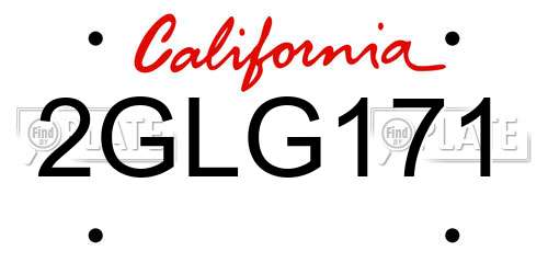 2GLG171 California License Plate
