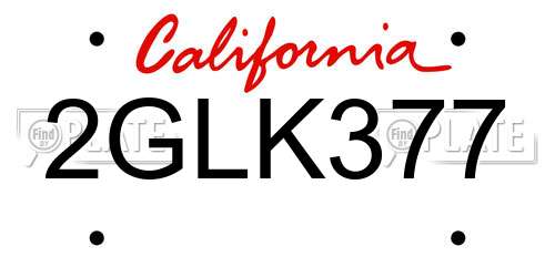 2GLK377 California License Plate