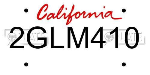 2GLM410 California License Plate