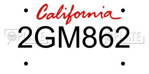 2GM862 California License Plate