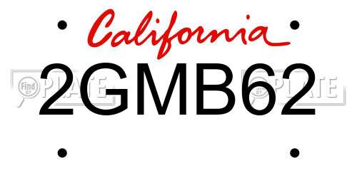 2GMB62 California License Plate