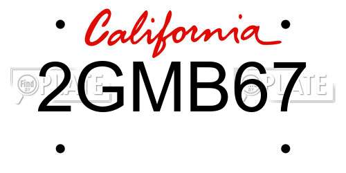 2GMB67 California License Plate