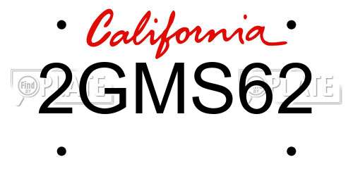 2GMS62 California License Plate