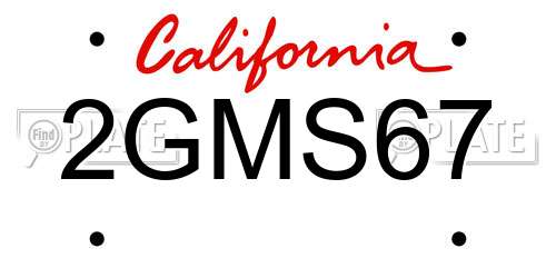 2GMS67 California License Plate