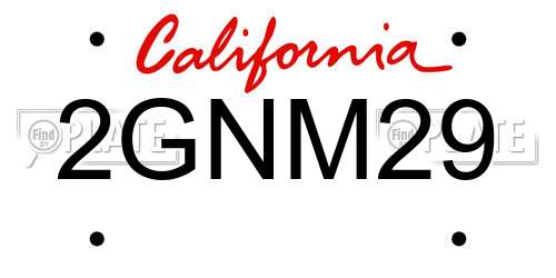 2GNM29 California License Plate