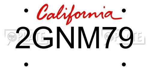 2GNM79 California License Plate