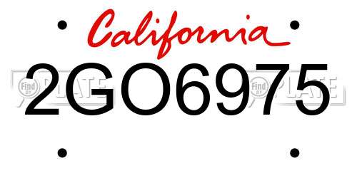 2GO6975 California License Plate