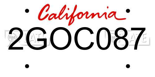 2GOC087 California License Plate