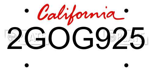 2GOG925 California License Plate