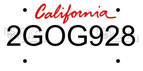 2GOG928 California License Plate