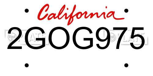 2GOG975 California License Plate