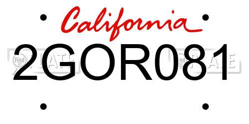 2GOR081 California License Plate