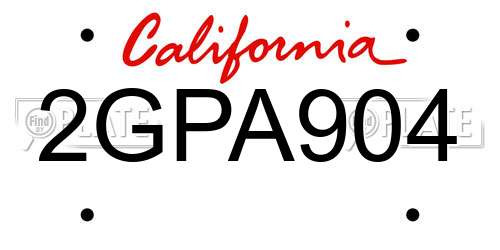 2GPA904 California License Plate
