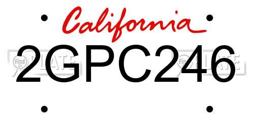 2GPC246 California License Plate