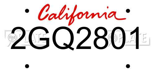 2GQ2801 California License Plate