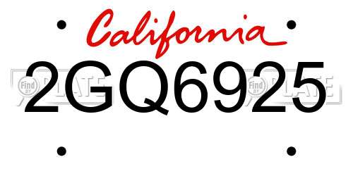 2GQ6925 California License Plate