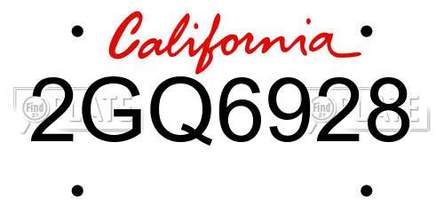 2GQ6928 California License Plate