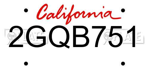 2GQB751 California License Plate