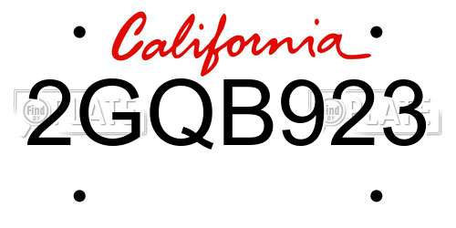 2GQB923 California License Plate