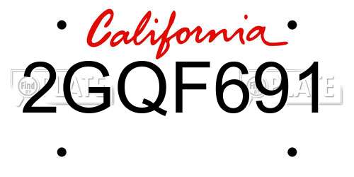 2GQF691 California License Plate