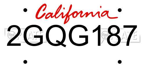 2GQG187 California License Plate