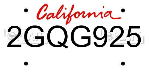 2GQG925 California License Plate
