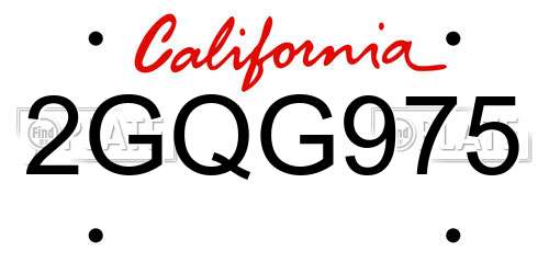 2GQG975 California License Plate
