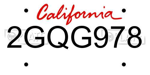 2GQG978 California License Plate