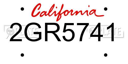 2GR5741 California License Plate