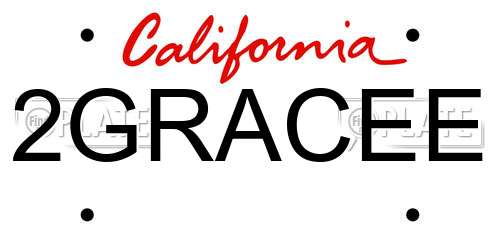 2GRACEE California License Plate