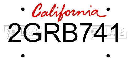 2GRB741 California License Plate