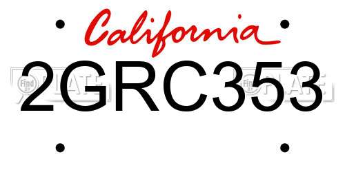 2GRC353 California License Plate