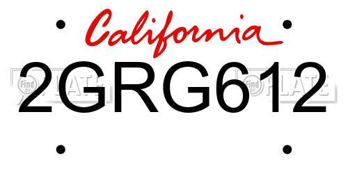 2GRG612 California License Plate