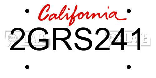 2GRS241 California License Plate