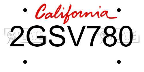 2GSV780 California License Plate