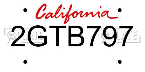 2GTB797 California License Plate