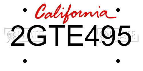 2GTE495 California License Plate