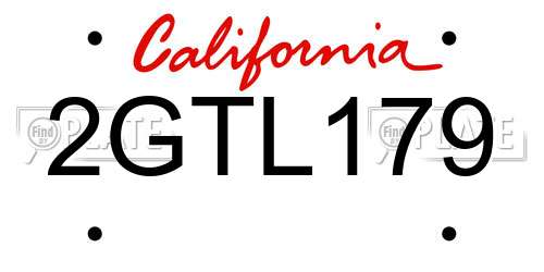 2GTL179 California License Plate